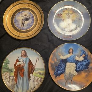 Franklin Mint Religious Plate Collection with Gold and Blue Accents